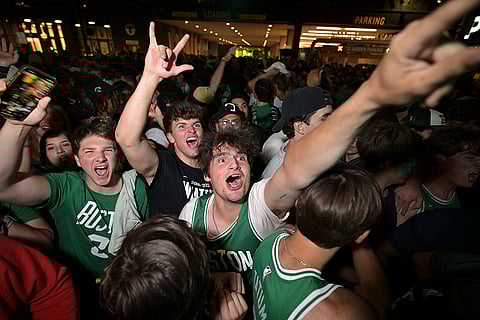 Boston Celtics fans celebrates teams win